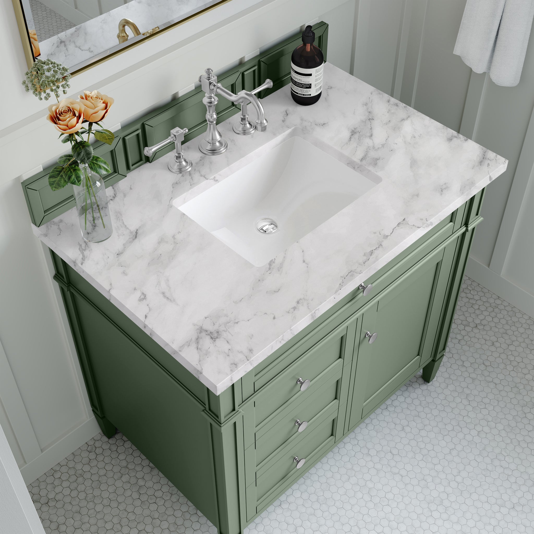 James Martin Brittany 36" Single Bathroom Vanity, Smokey Celadon by James Martin