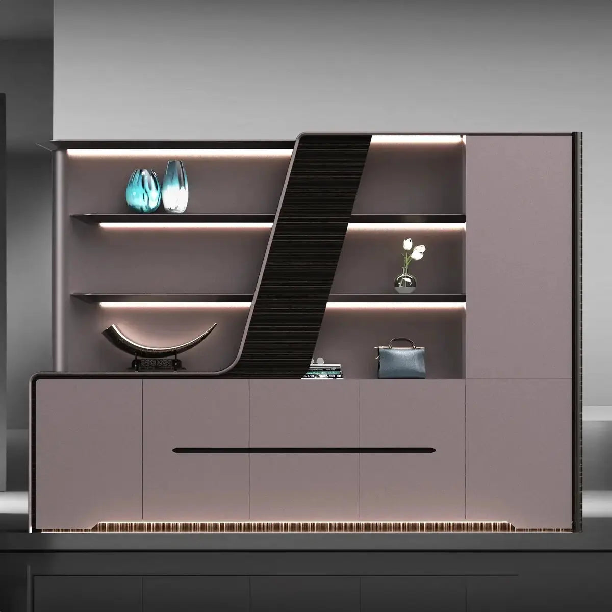 Velor · Modern Office Shelves w/ Lighting & Storage by Arc Grove