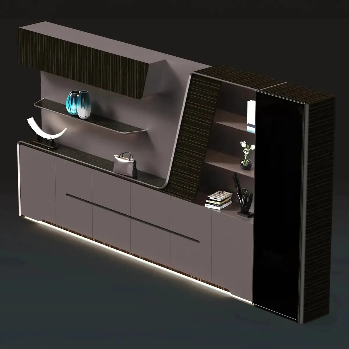 Velor · Modern Office Shelves w/ Lighting & Storage by Arc Grove