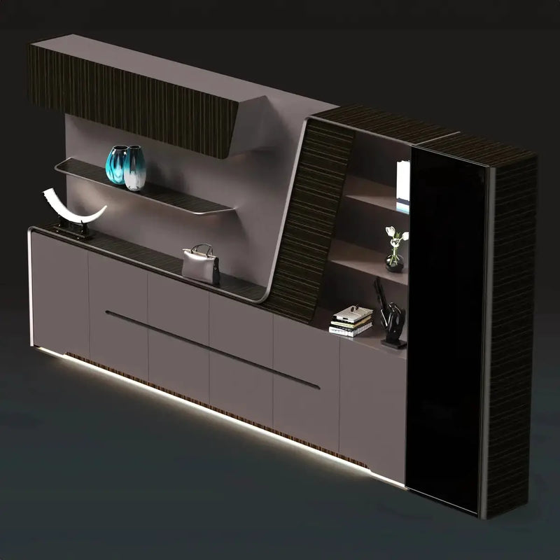Velor · Modern Office Shelves w/ Lighting & Storage by Arc Grove