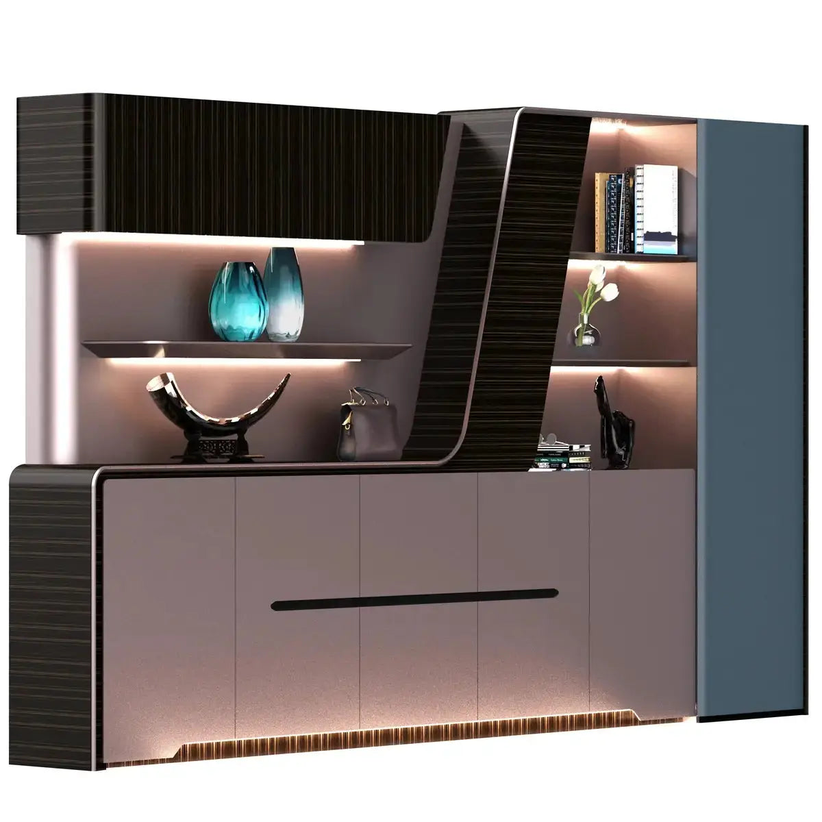 Velor · Modern Office Shelves w/ Lighting & Storage by Arc Grove
