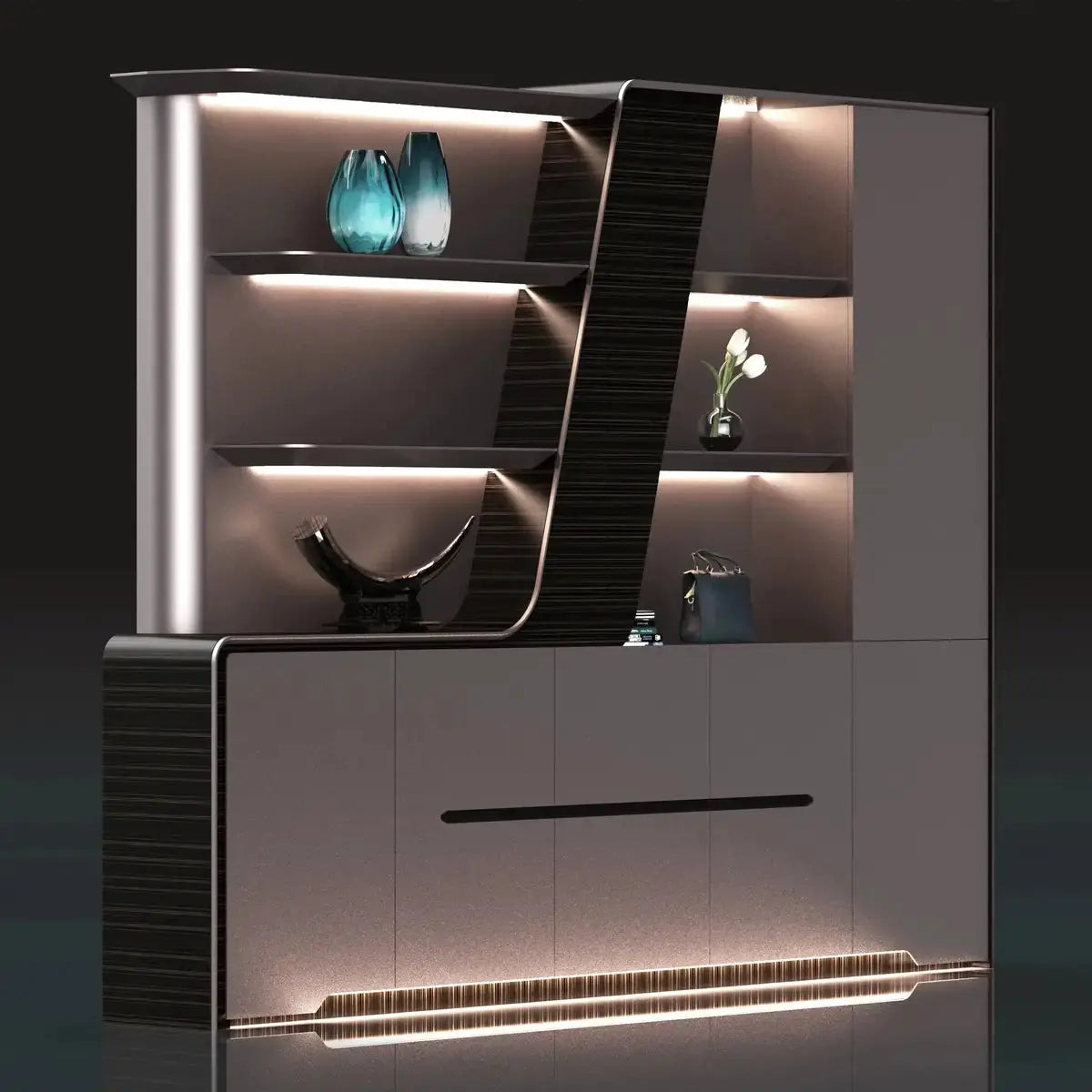 Velor · Modern Office Shelves w/ Lighting & Storage by Arc Grove