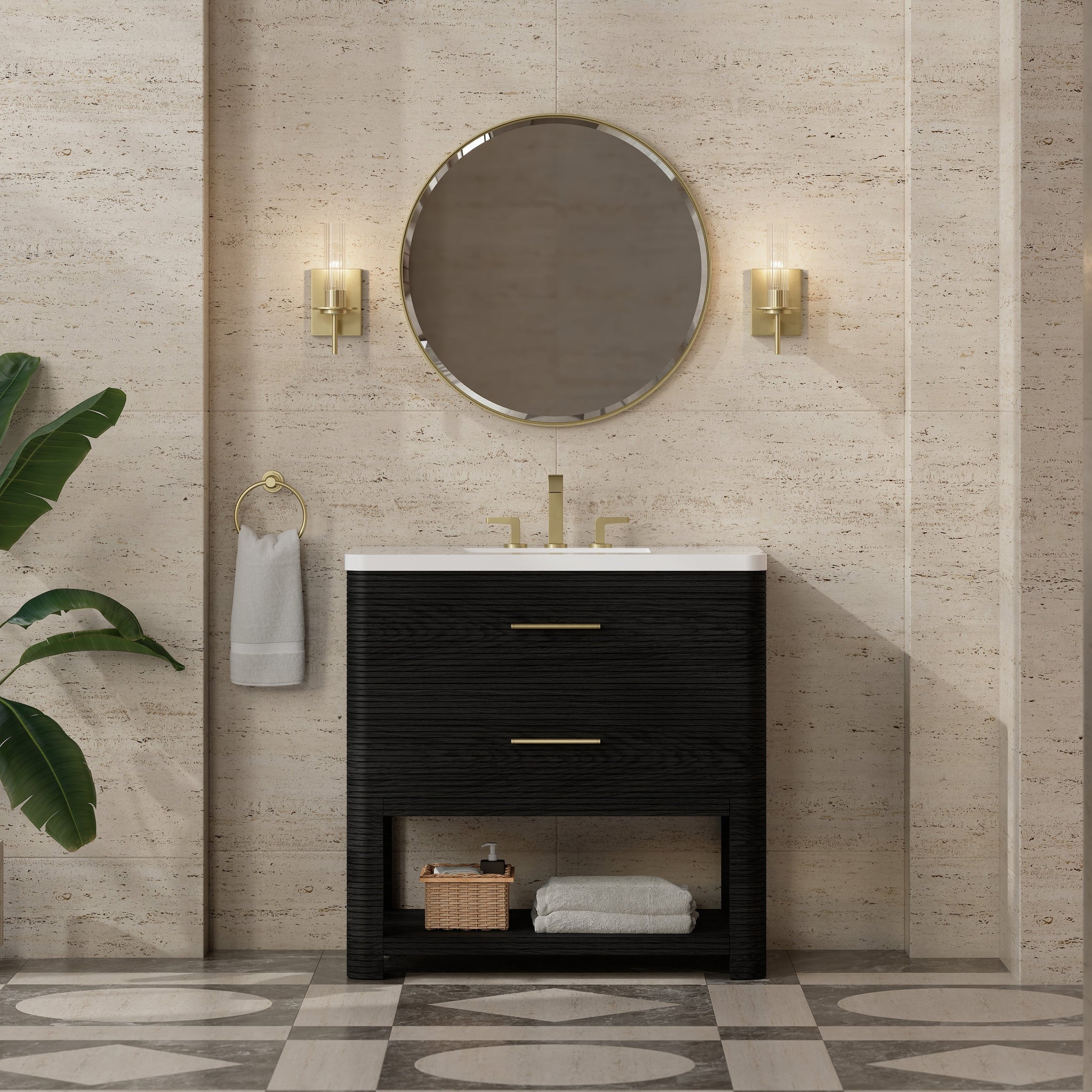 James Martin Lucian 36" Single Bathroom Vanity, Carbon Oak, cabinet without a countertop