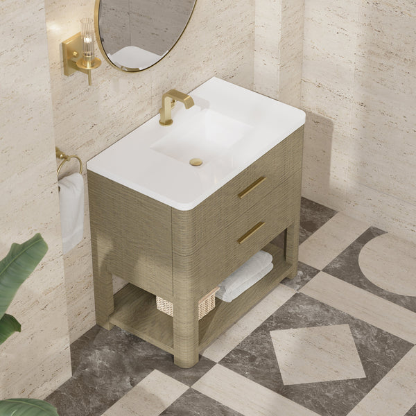 James Martin Lucian 36" Single Bathroom Vanity, Pebble Oak