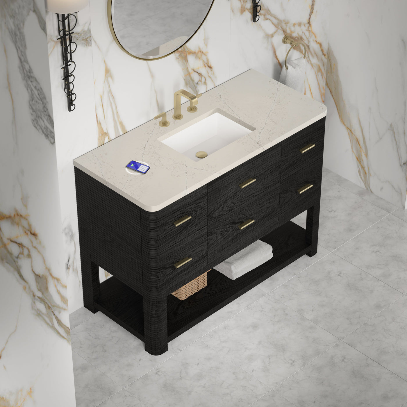 James Martin Lucian 48" Single Bathroom Vanity, Carbon Oak by James Martin