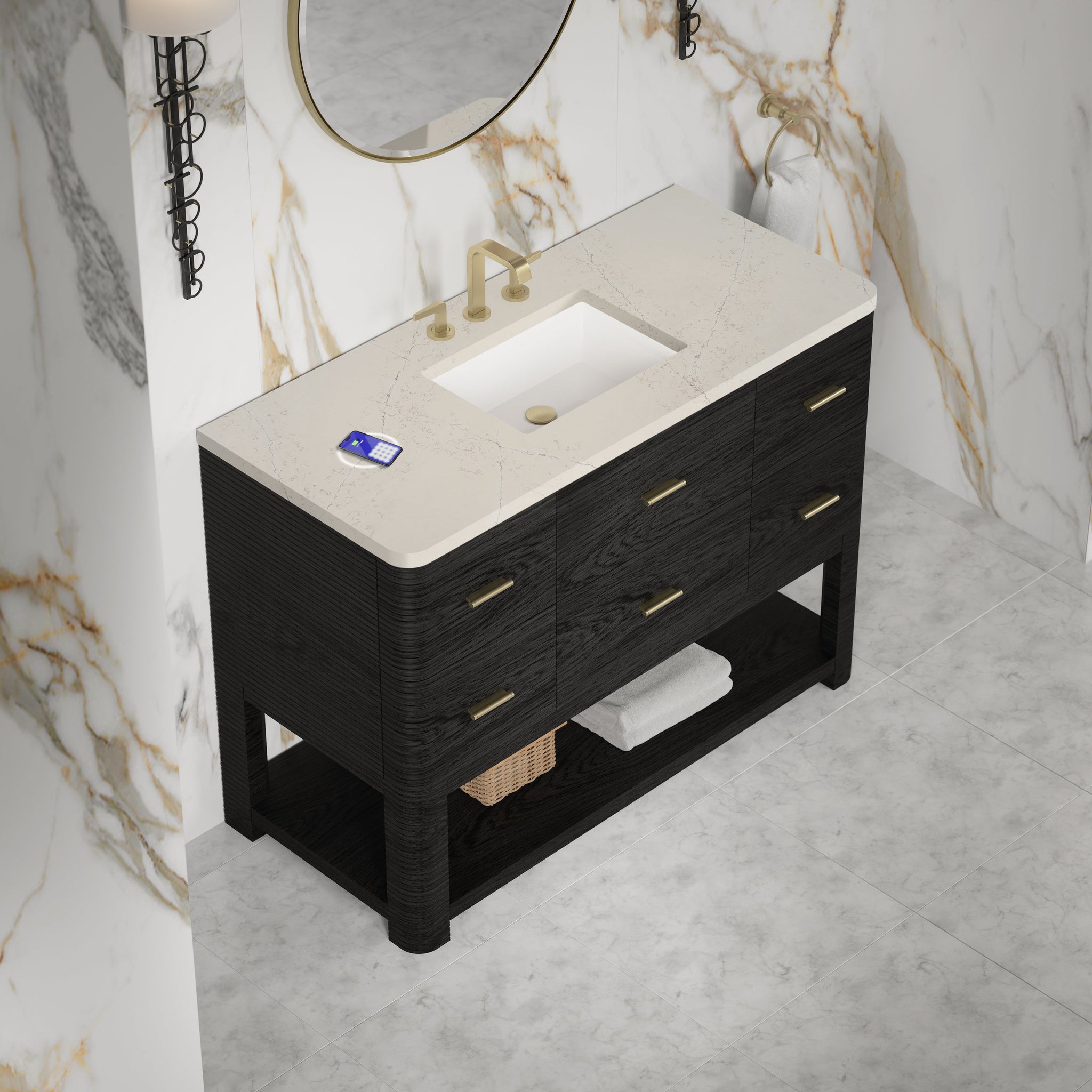 James Martin Lucian 48" Single Bathroom Vanity, Carbon Oak by James Martin