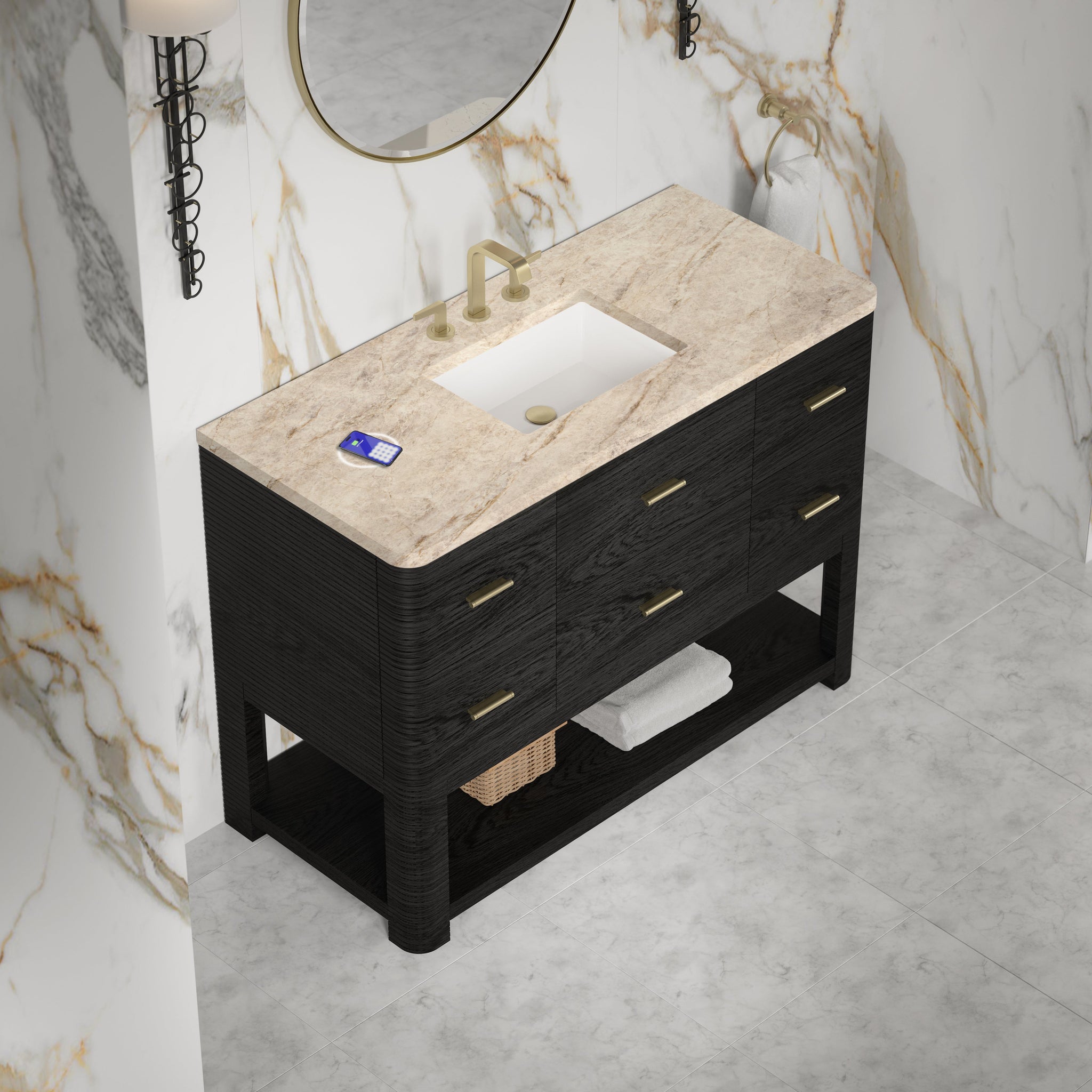 James Martin Lucian 48" Single Bathroom Vanity, Carbon Oak by James Martin