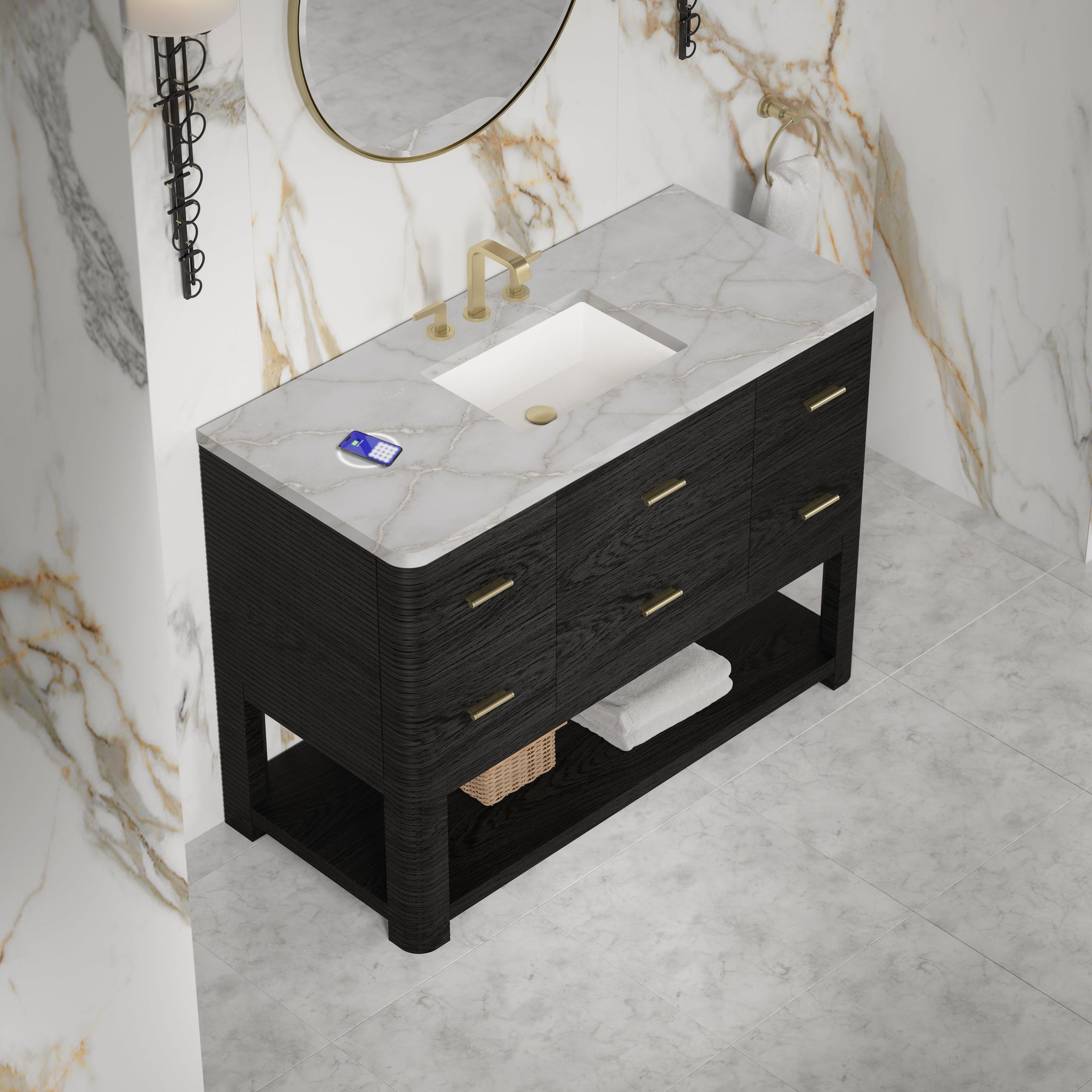 James Martin Lucian 48" Single Bathroom Vanity, Carbon Oak by James Martin