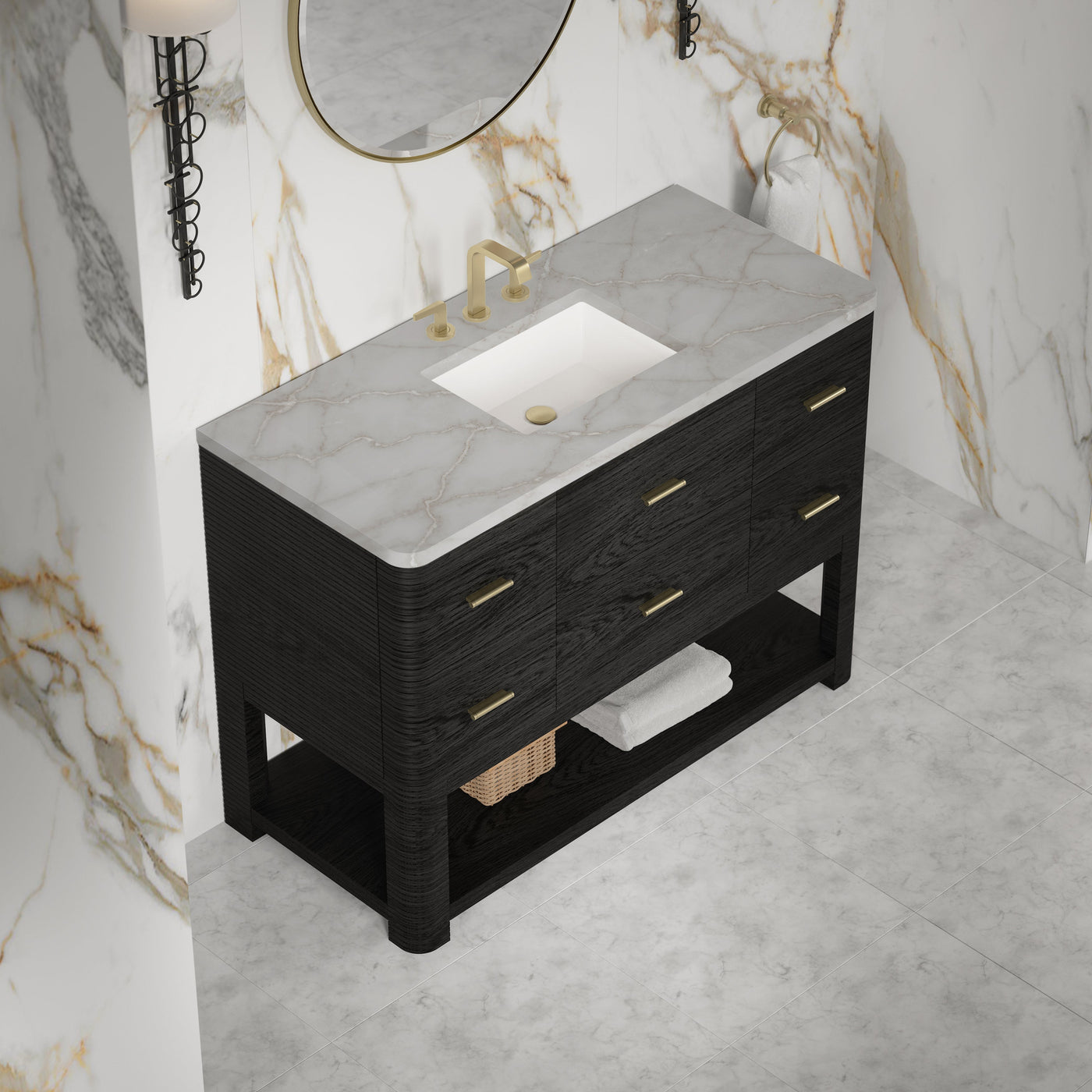 James Martin Lucian 48" Single Bathroom Vanity, Carbon Oak by James Martin
