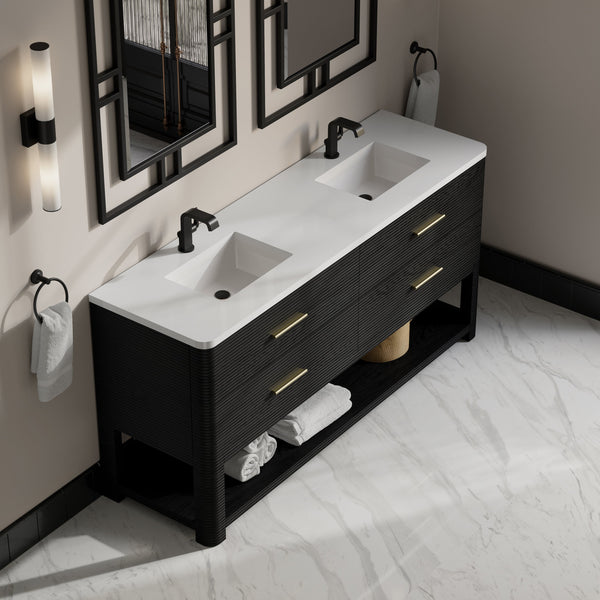 James Martin Lucian 72" Double Bathroom Vanity, Carbon Oak
