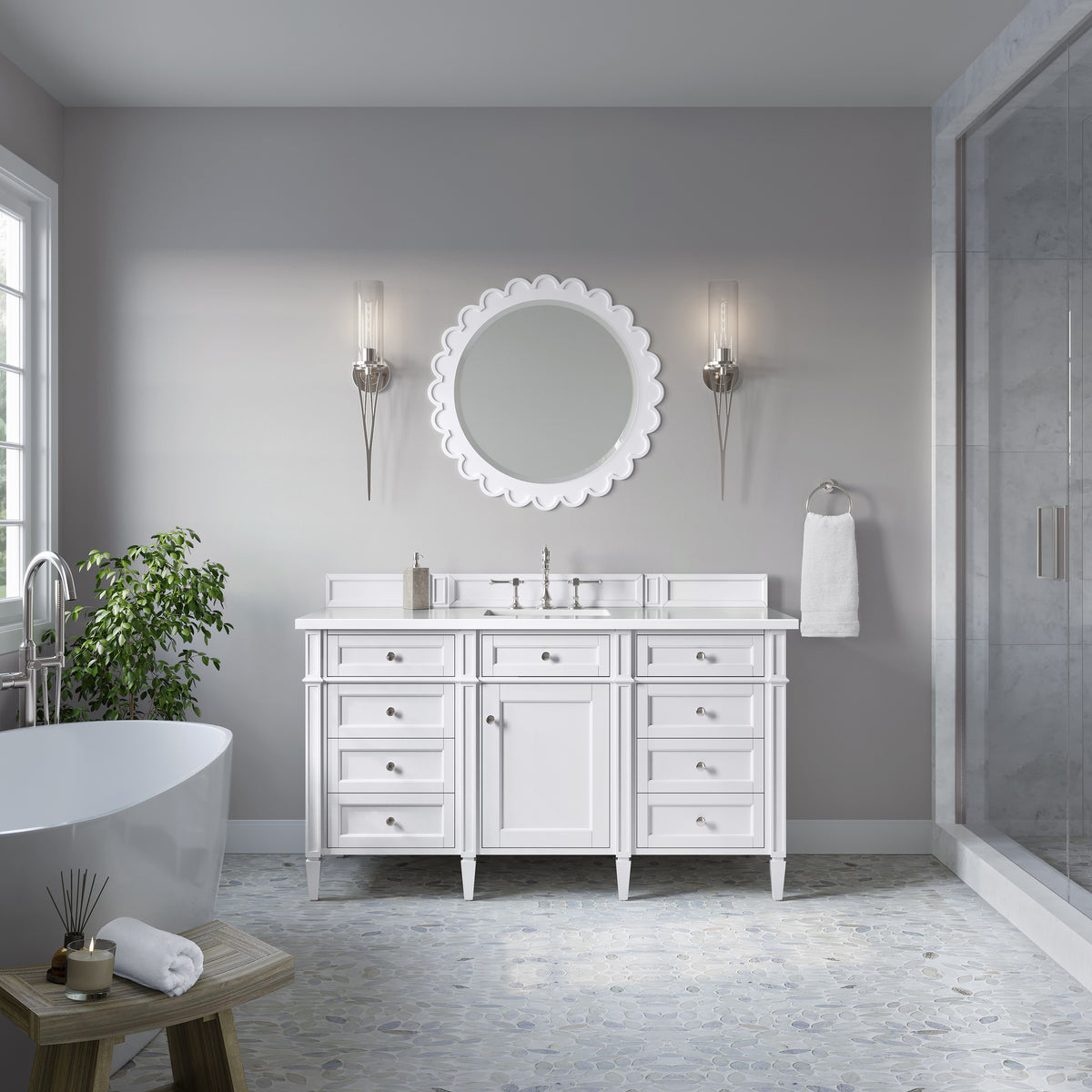 James Martin Brittany 60" Single Bathroom Vanity, Bright White, view 36