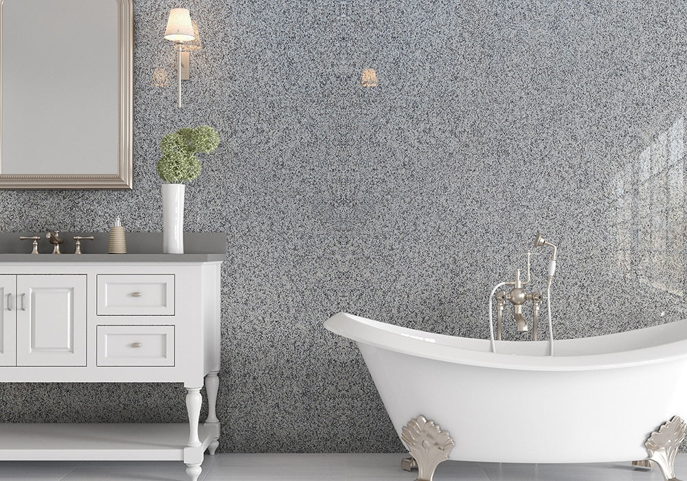 Luna Pearl Polished Granite Slab Random room scene