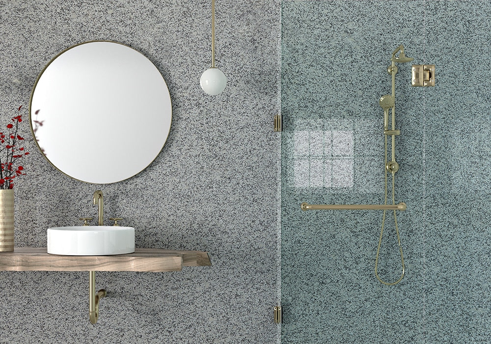 Luna Pearl Polished Granite Slab Random room scene 3