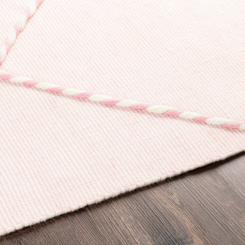 Lupton Pink Trellis Wool Rug with tassels - Clearance by Boutique Rugs