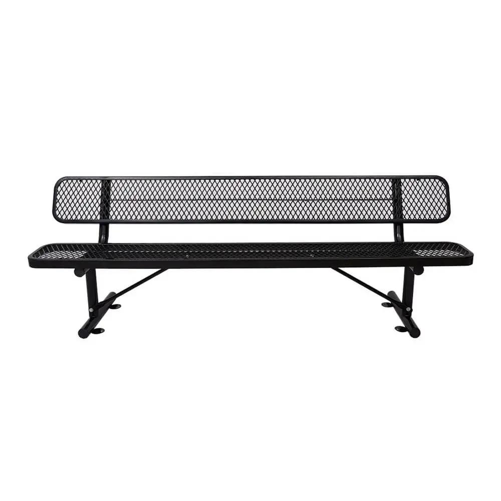 8FT Heavy-Duty Steel Bench With Backrest And Thermoplastic Coating (SAK23567) by SAKSBY WHOLESALE