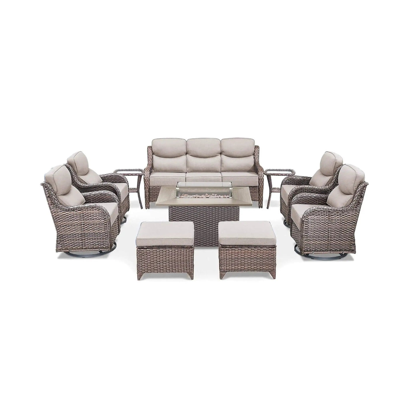 Luxury 10-Piece All-Weather Outdoor Patio Furniture Set With Fire Pit Table (SAK39281) by SAKSBY WHOLESALE