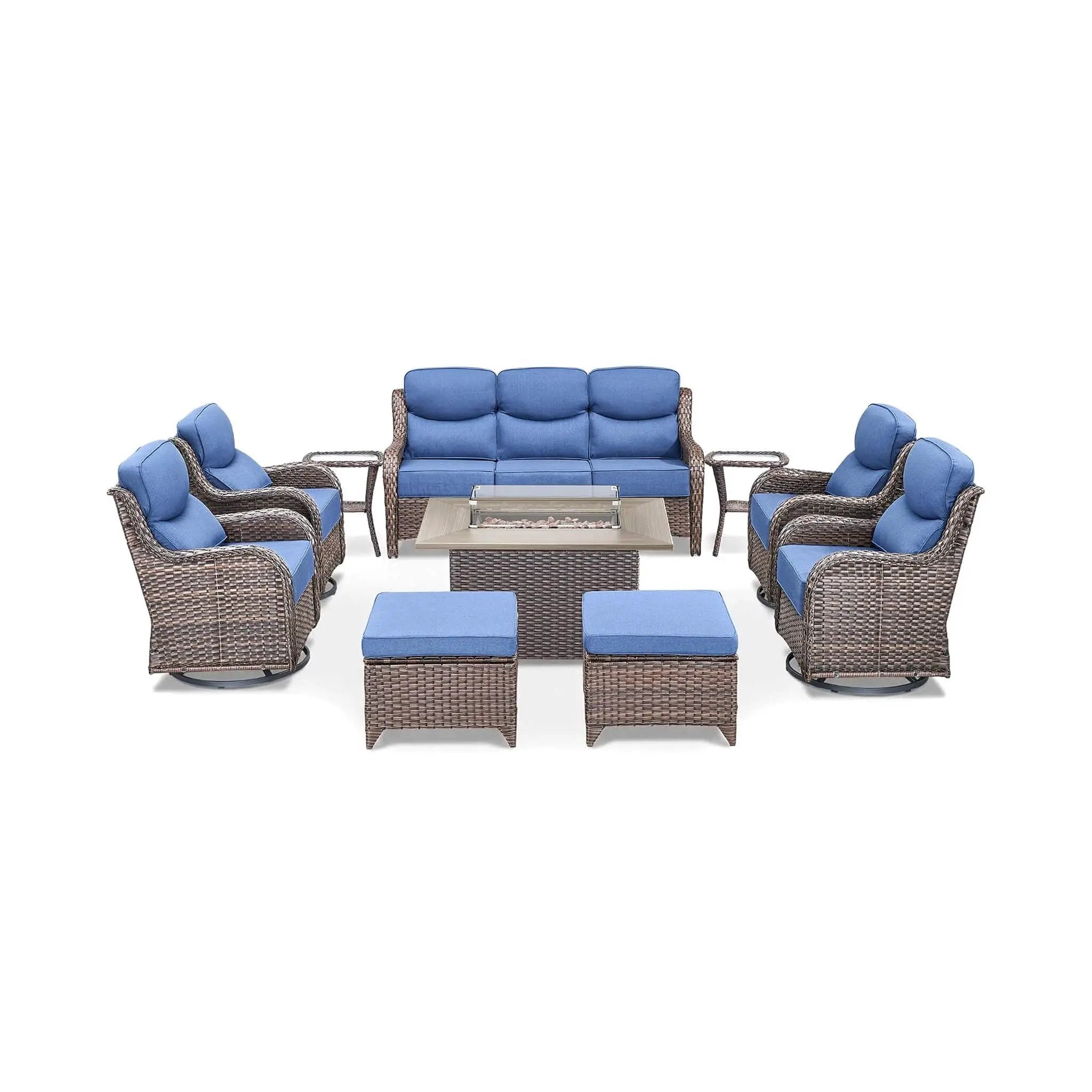 Luxury 10-Piece All-Weather Outdoor Patio Furniture Set With Fire Pit Table (SAK39281) by SAKSBY WHOLESALE