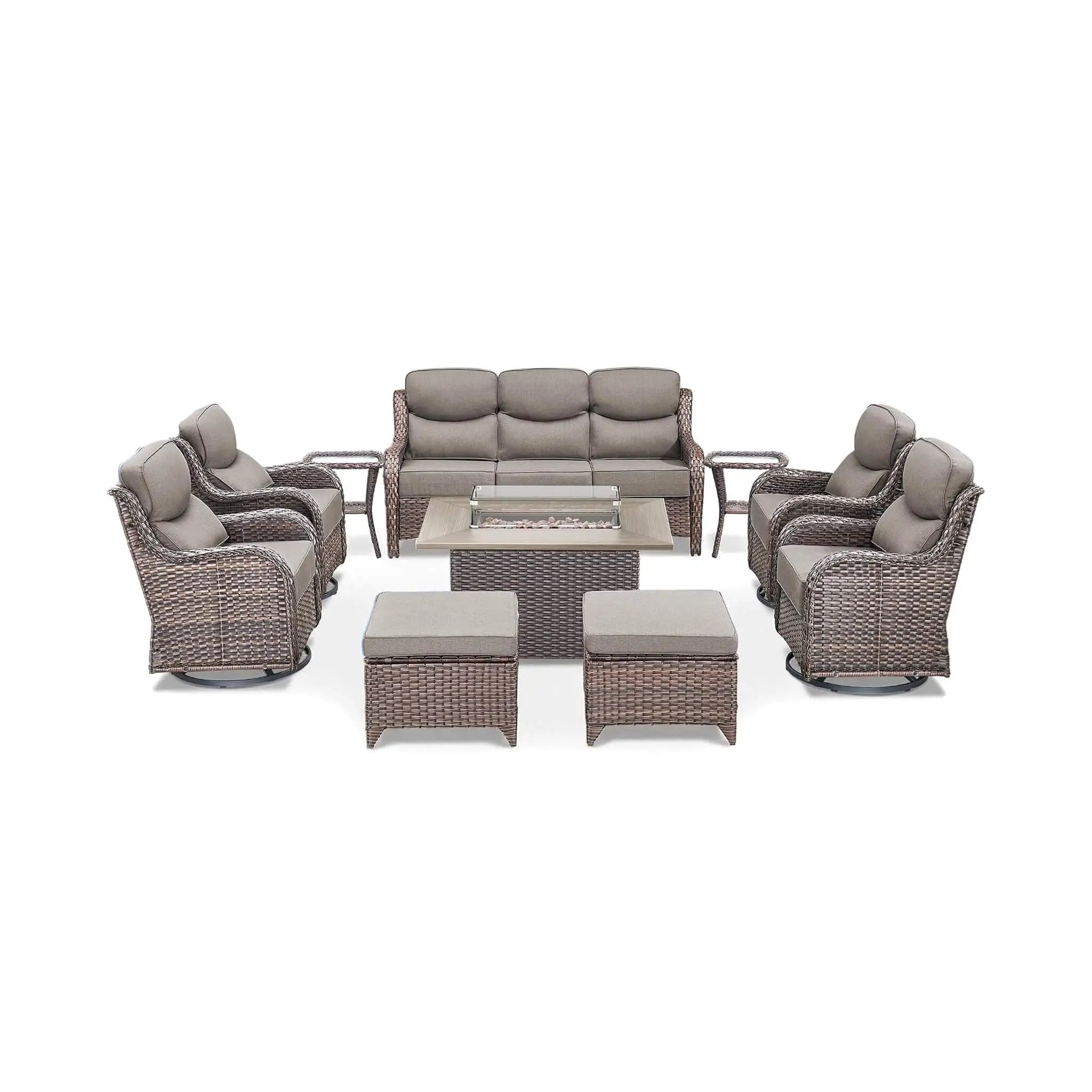 Luxury 10-Piece All-Weather Outdoor Patio Furniture Set With Fire Pit Table (SAK39281) by SAKSBY WHOLESALE