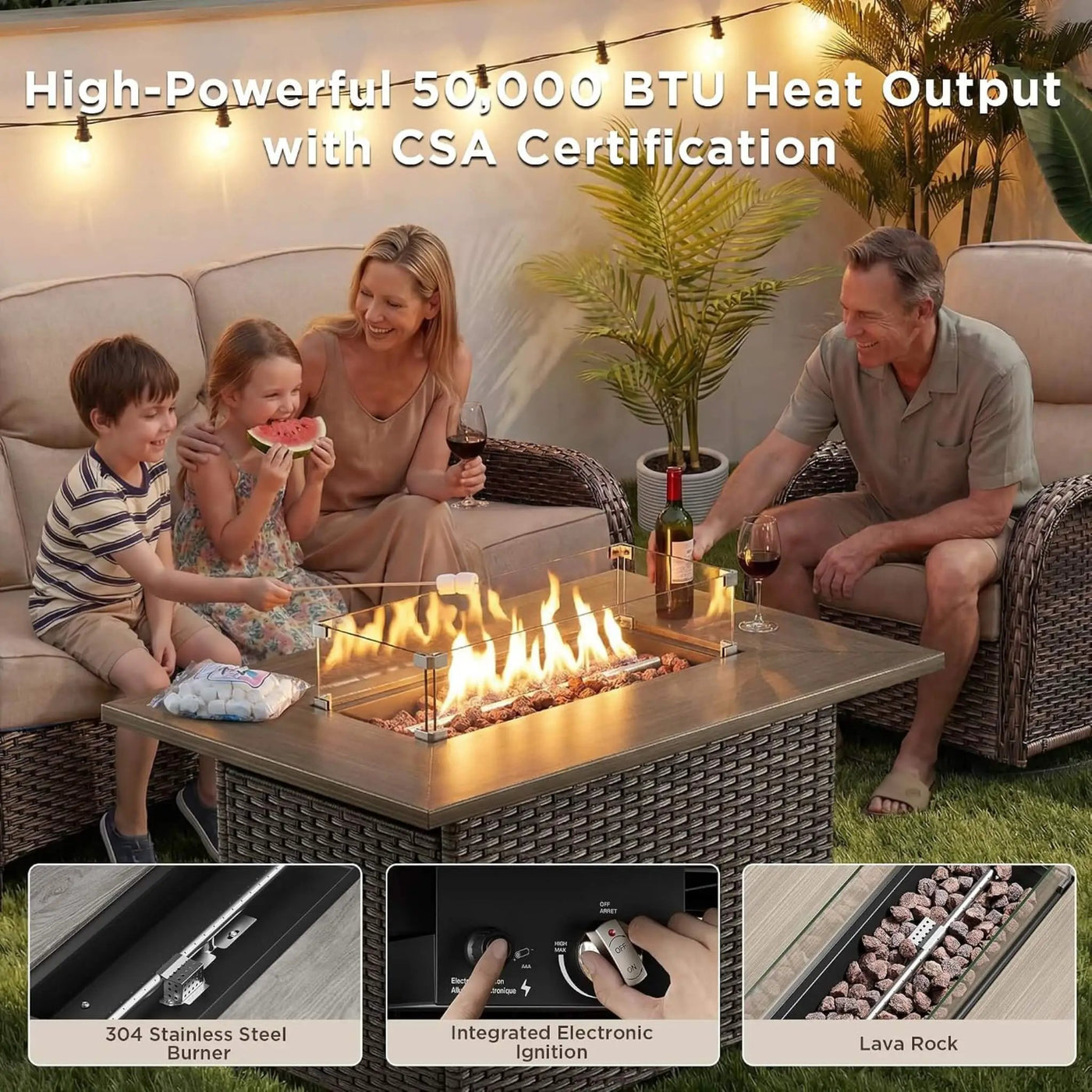 Luxury 10-Piece All-Weather Outdoor Patio Furniture Set With Fire Pit Table (SAK39281) by SAKSBY WHOLESALE
