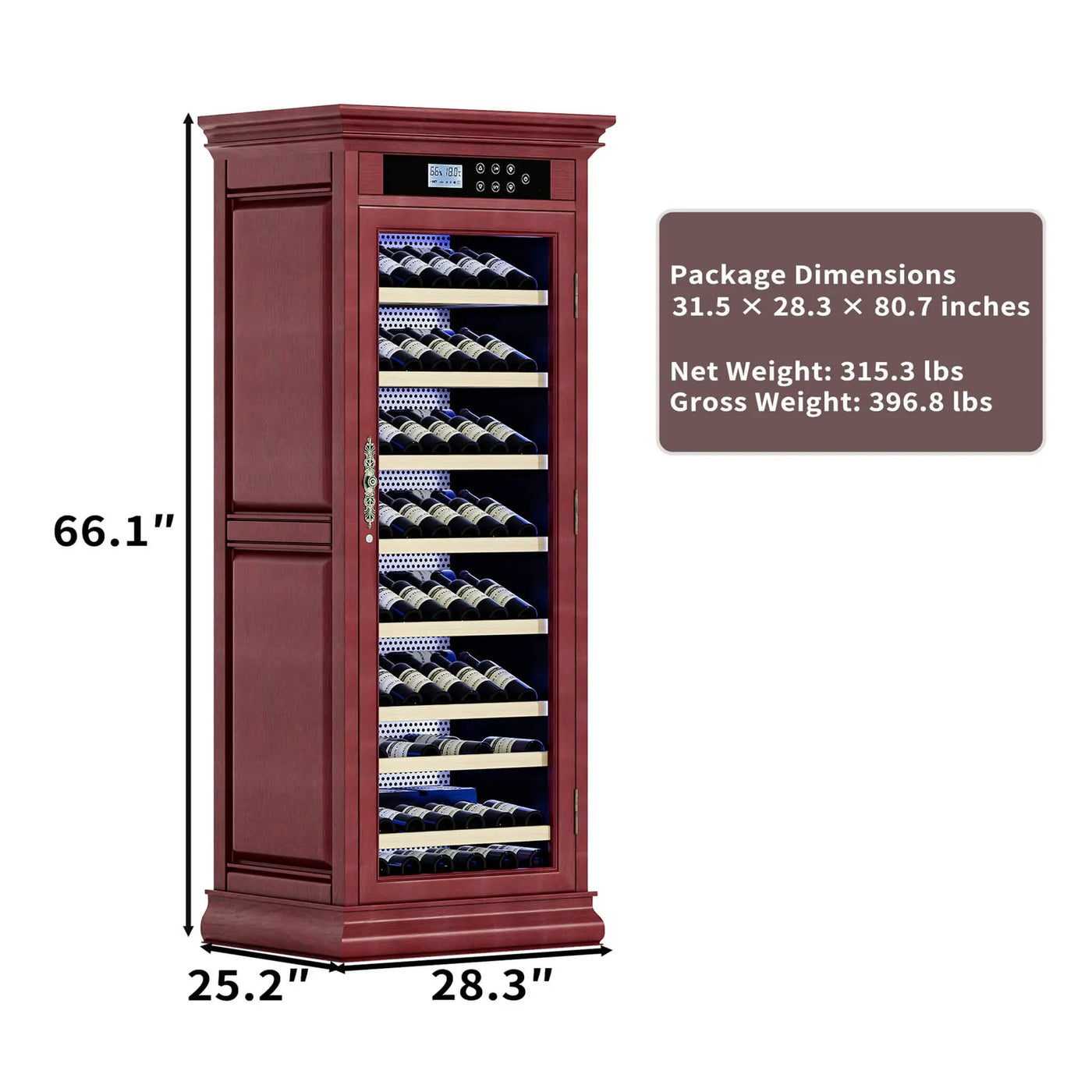 Nuvia 102-Bottle 10.6 Cu.Ft Wine Cooler Cabinet With LED Lighting And Temperature Control (SAK69027) by SAKSBY WHOLESALE