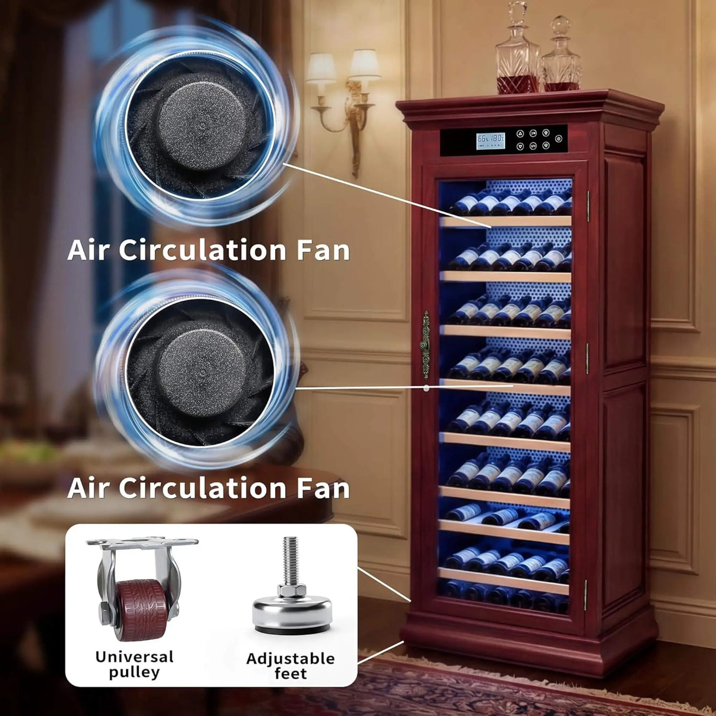 Nuvia 102-Bottle 10.6 Cu.Ft Wine Cooler Cabinet With LED Lighting And Temperature Control (SAK69027) by SAKSBY WHOLESALE