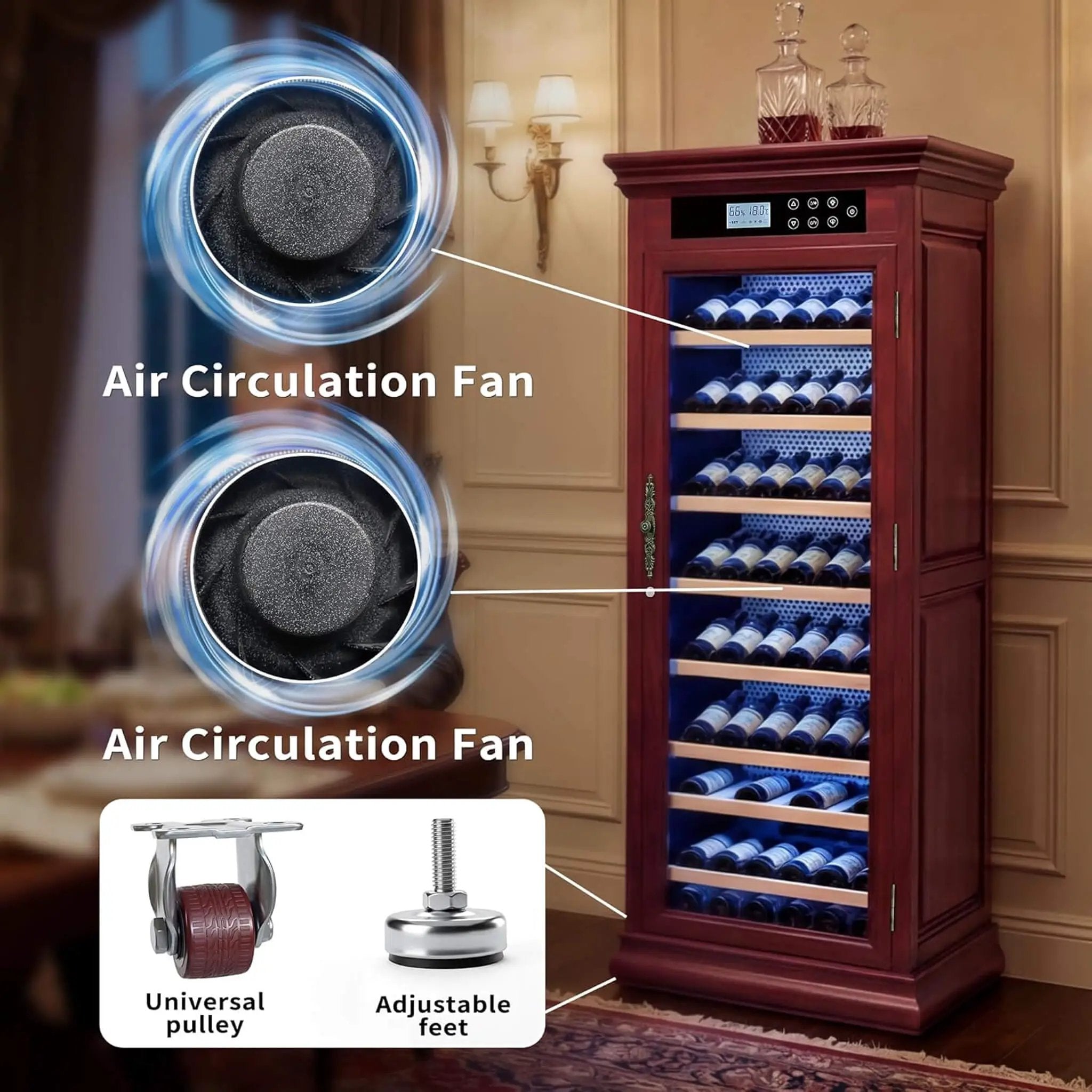 Nuvia 102-Bottle 10.6 Cu.Ft Wine Cooler Cabinet With LED Lighting And Temperature Control (SAK69027) by SAKSBY WHOLESALE