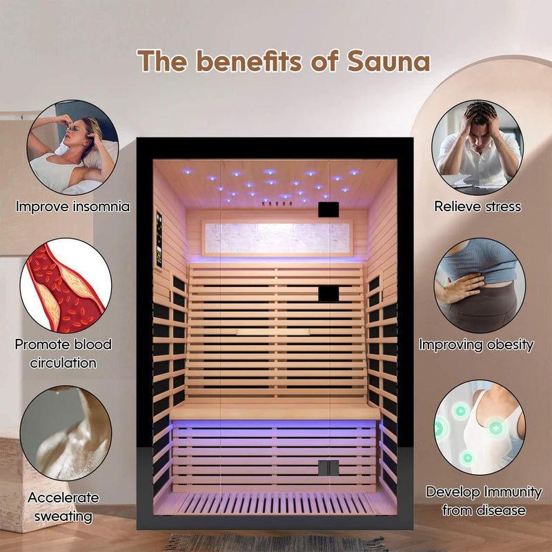 Thermora Flux Luxury 2-Person Canadian Hemlock Wood Far Infrared Home Sauna (SAK02184) by SAKSBY WHOLESALE