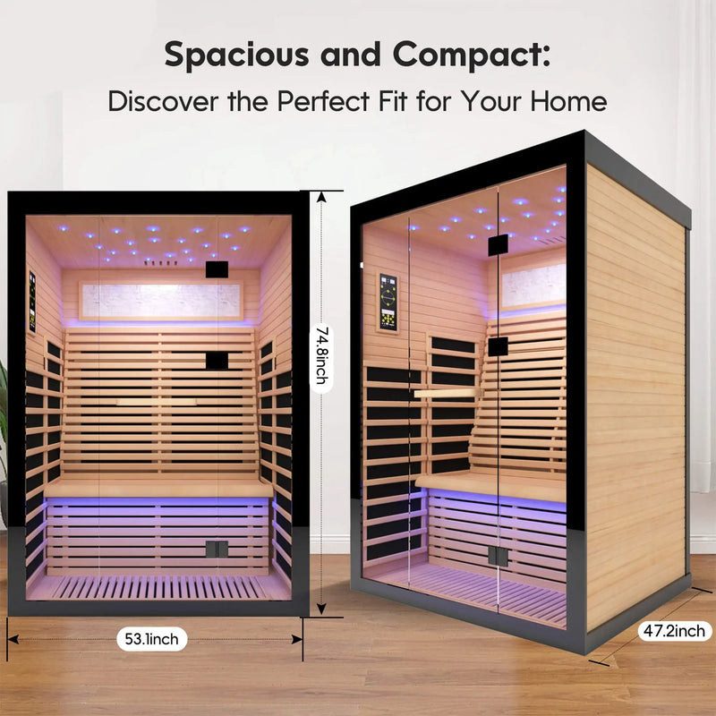 Thermora Flux Luxury 2-Person Canadian Hemlock Wood Far Infrared Home Sauna (SAK02184) by SAKSBY WHOLESALE