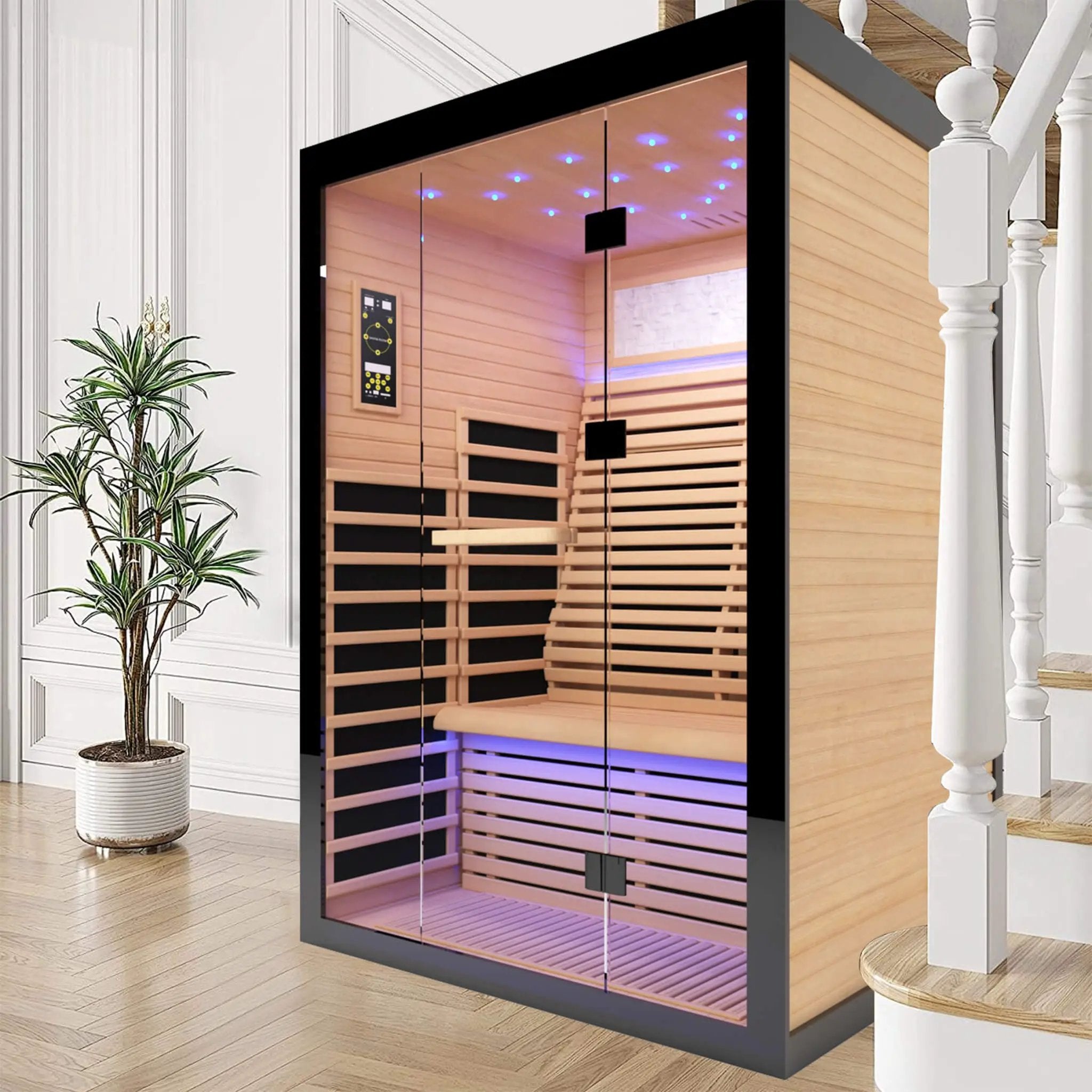 Thermora Flux Luxury 2-Person Canadian Hemlock Wood Far Infrared Home Sauna (SAK02184) by SAKSBY WHOLESALE