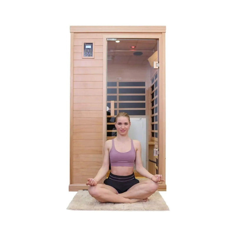 Thermora Ivara Luxury 2-Person Hemlock Wood FAR Infrared Sauna Room W/ Glass Door, 1750W (SAK81525) by SAKSBY WHOLESALE
