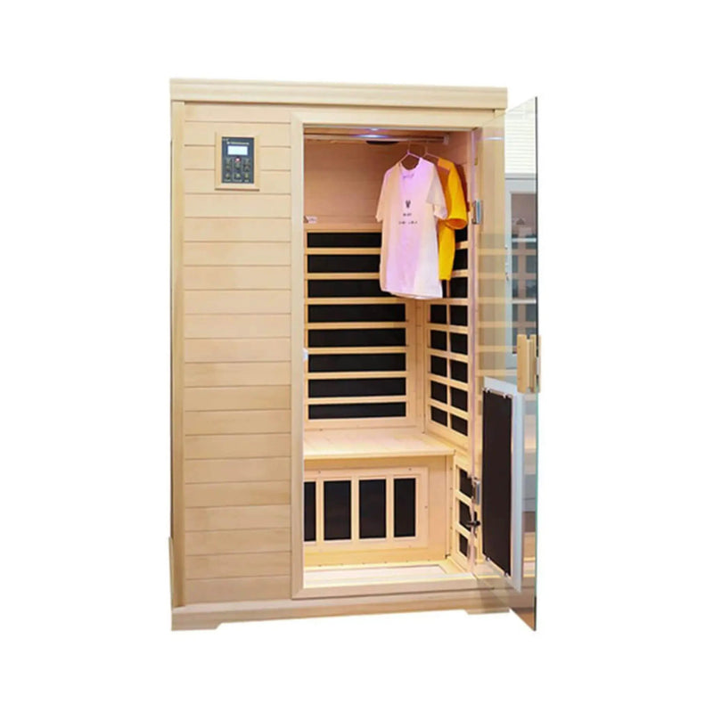 Thermora Ivara Luxury 2-Person Hemlock Wood FAR Infrared Sauna Room W/ Glass Door, 1750W (SAK81525) by SAKSBY WHOLESALE