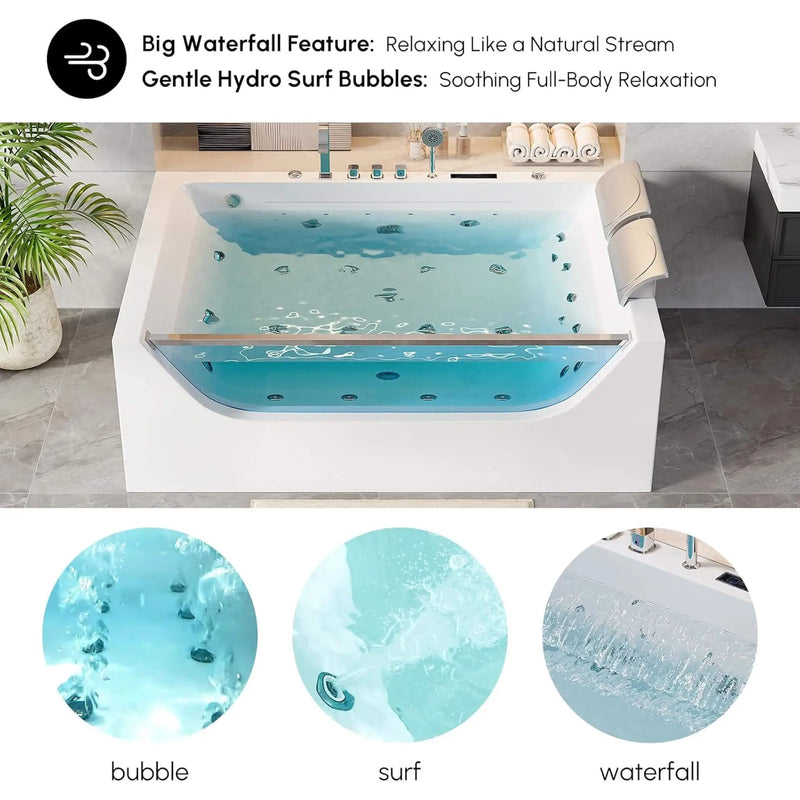 Nuvia Novara 71-Inch Luxury 2-Person Jetted Whirlpool Tub With Massage And Thermostat Control (SAK24590) by SAKSBY WHOLESALE