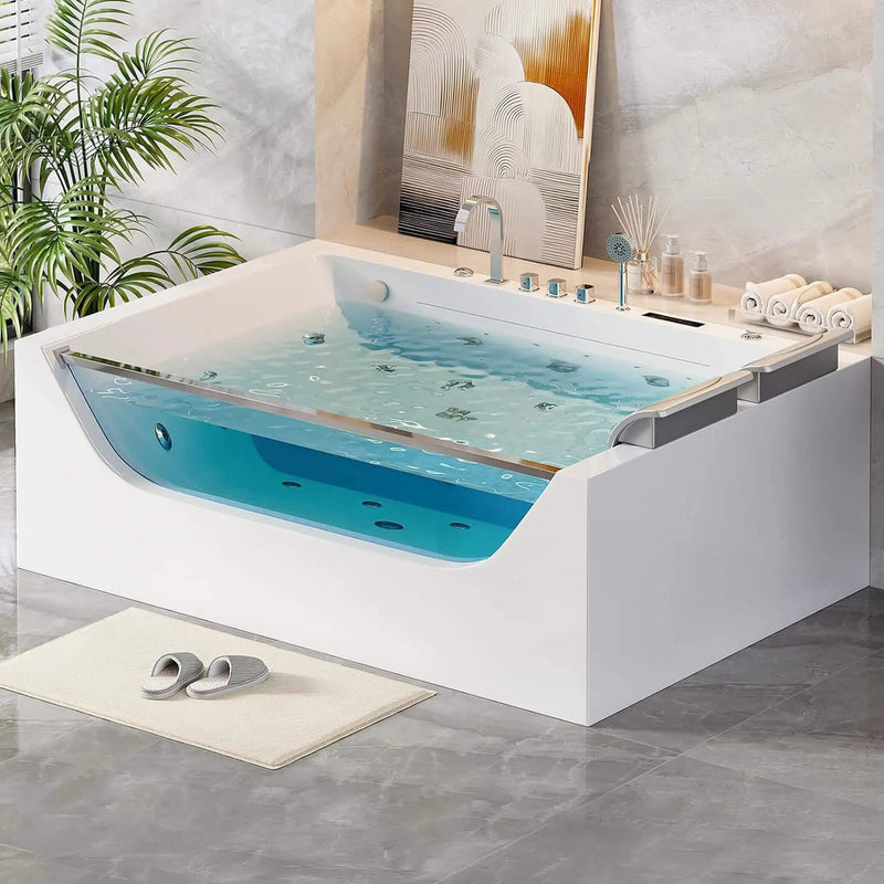 Nuvia Novara 71-Inch Luxury 2-Person Jetted Whirlpool Tub With Massage And Thermostat Control (SAK24590) by SAKSBY WHOLESALE
