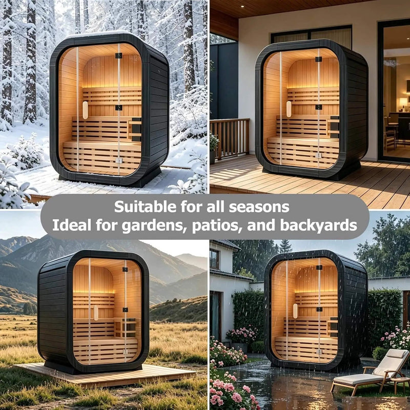Thermora Lund Luxury 2-Person Outdoor Spruce Wood Cube Sauna Kit With 4.5KW Electric Stove (SAK74290) by SAKSBY WHOLESALE