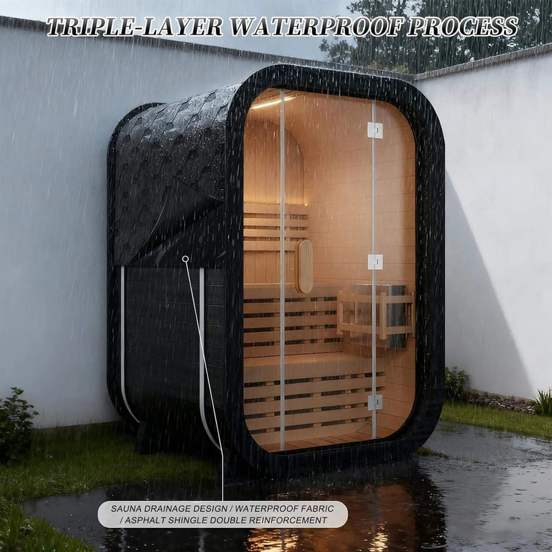 Thermora Lund Luxury 2-Person Outdoor Spruce Wood Cube Sauna Kit With 4.5KW Electric Stove (SAK74290) by SAKSBY WHOLESALE