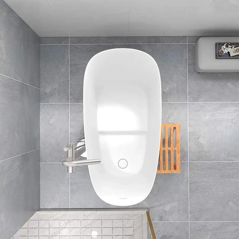 Nuvia Veloura Luxury 47-Inch White Freestanding Japanese-Styled Deep Stone Soaking Bathtub Resin (SAK84725) by SAKSBY WHOLESALE