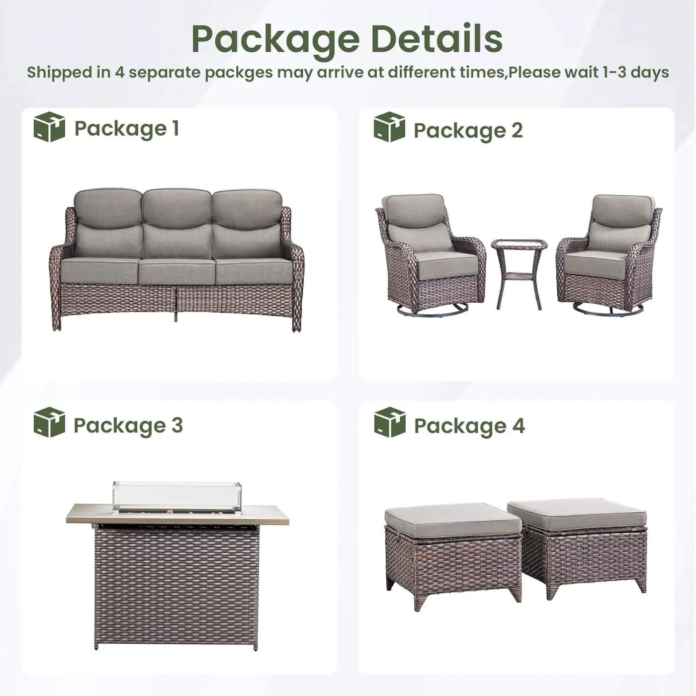Luxury 7-Piece Outdoor Patio Furniture Set With Fire Pit Table (SAK57391) by SAKSBY WHOLESALE