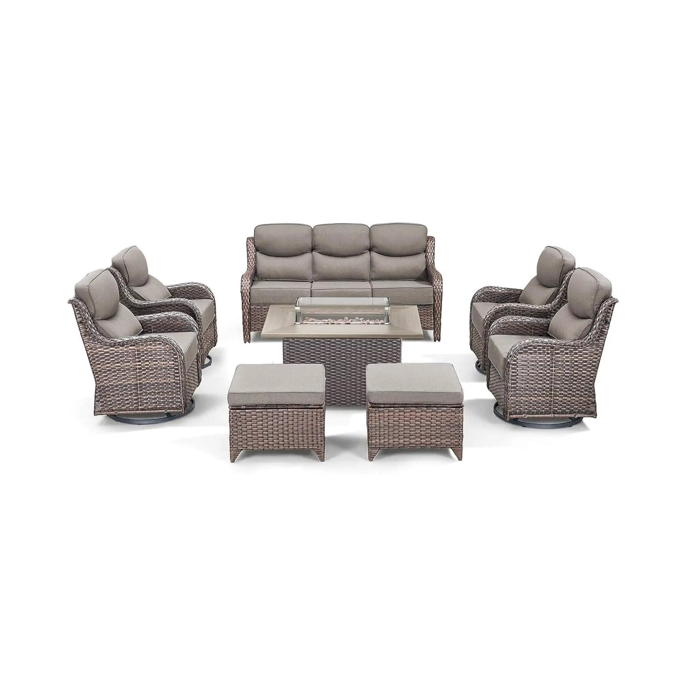 Luxury 8-Piece All-Weather Patio Furniture Set With Fire Pit Table (SAK37512) by SAKSBY WHOLESALE