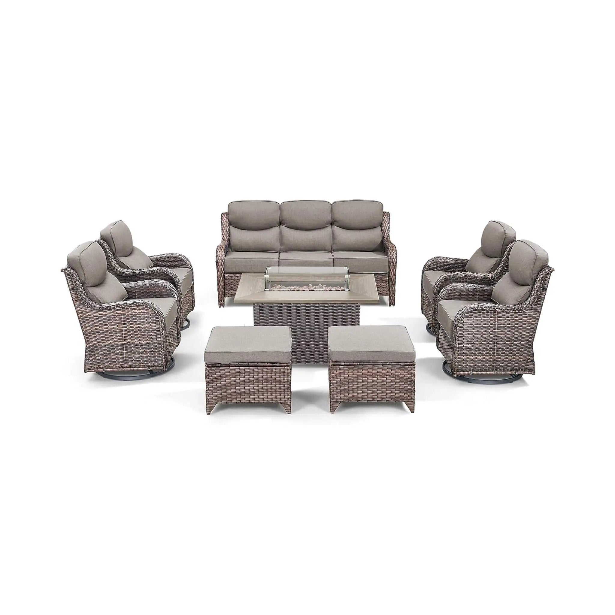 Luxury 8-Piece All-Weather Patio Furniture Set With Fire Pit Table (SAK37512) by SAKSBY WHOLESALE