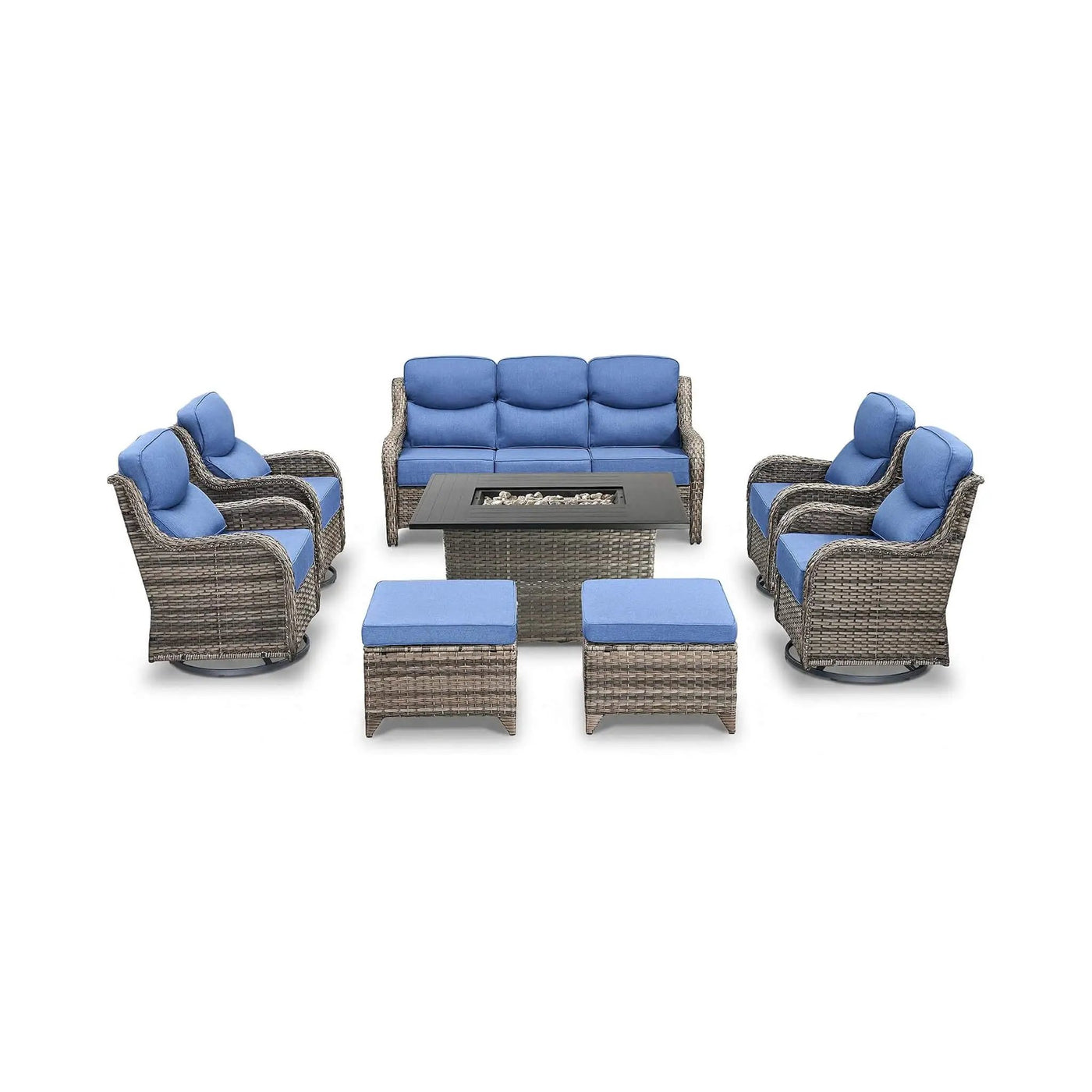 Luxury 8-Piece All-Weather Patio Furniture Set With Fire Pit Table (SAK37512) by SAKSBY WHOLESALE