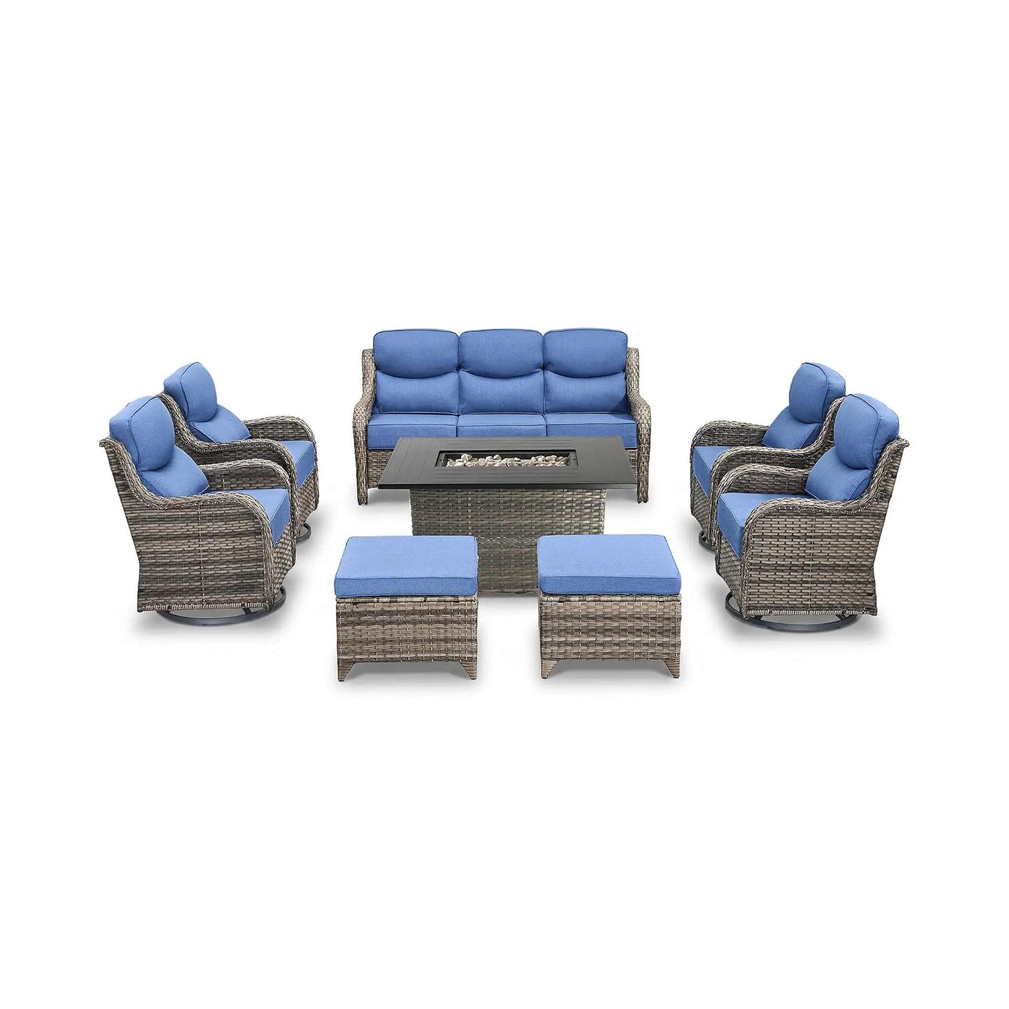 Luxury 8-Piece All-Weather Patio Furniture Set With Fire Pit Table (SAK37512) by SAKSBY WHOLESALE