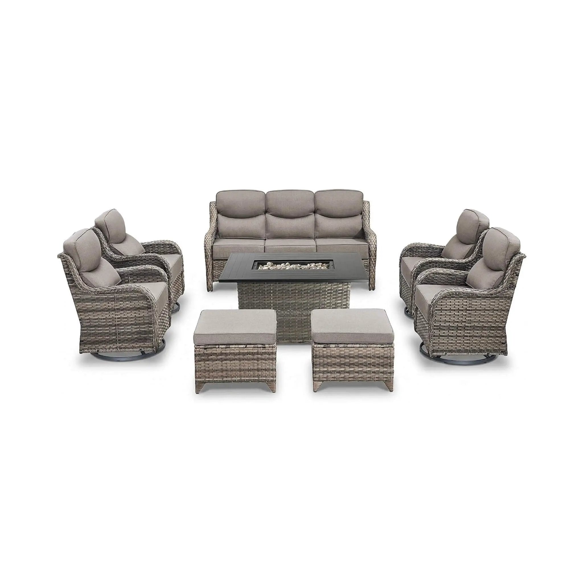 Luxury 8-Piece All-Weather Patio Furniture Set With Fire Pit Table (SAK37512) by SAKSBY WHOLESALE