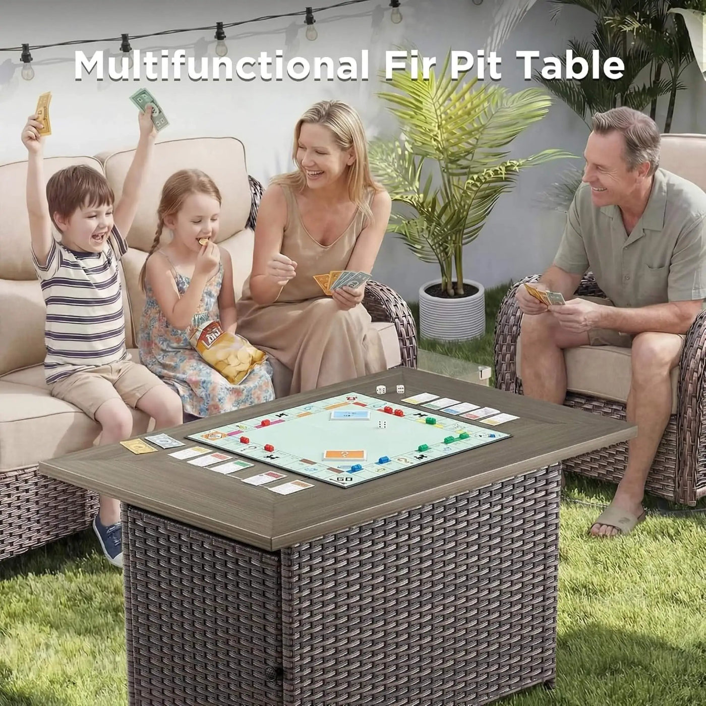 Luxury 8-Piece All-Weather Patio Furniture Set With Fire Pit Table (SAK37512) by SAKSBY WHOLESALE