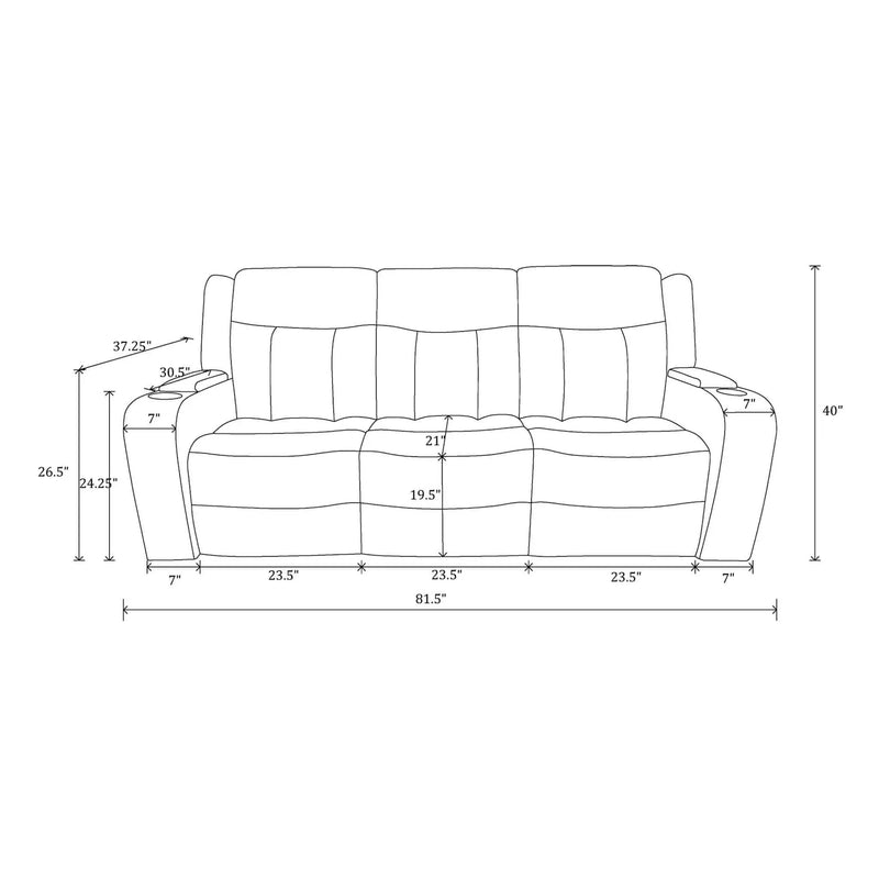 Nuvia Luxury 84-Inch Home Theater Power Reclining Sofa With LED Lights And Power Headrest (SAK83195) by SAKSBY WHOLESALE