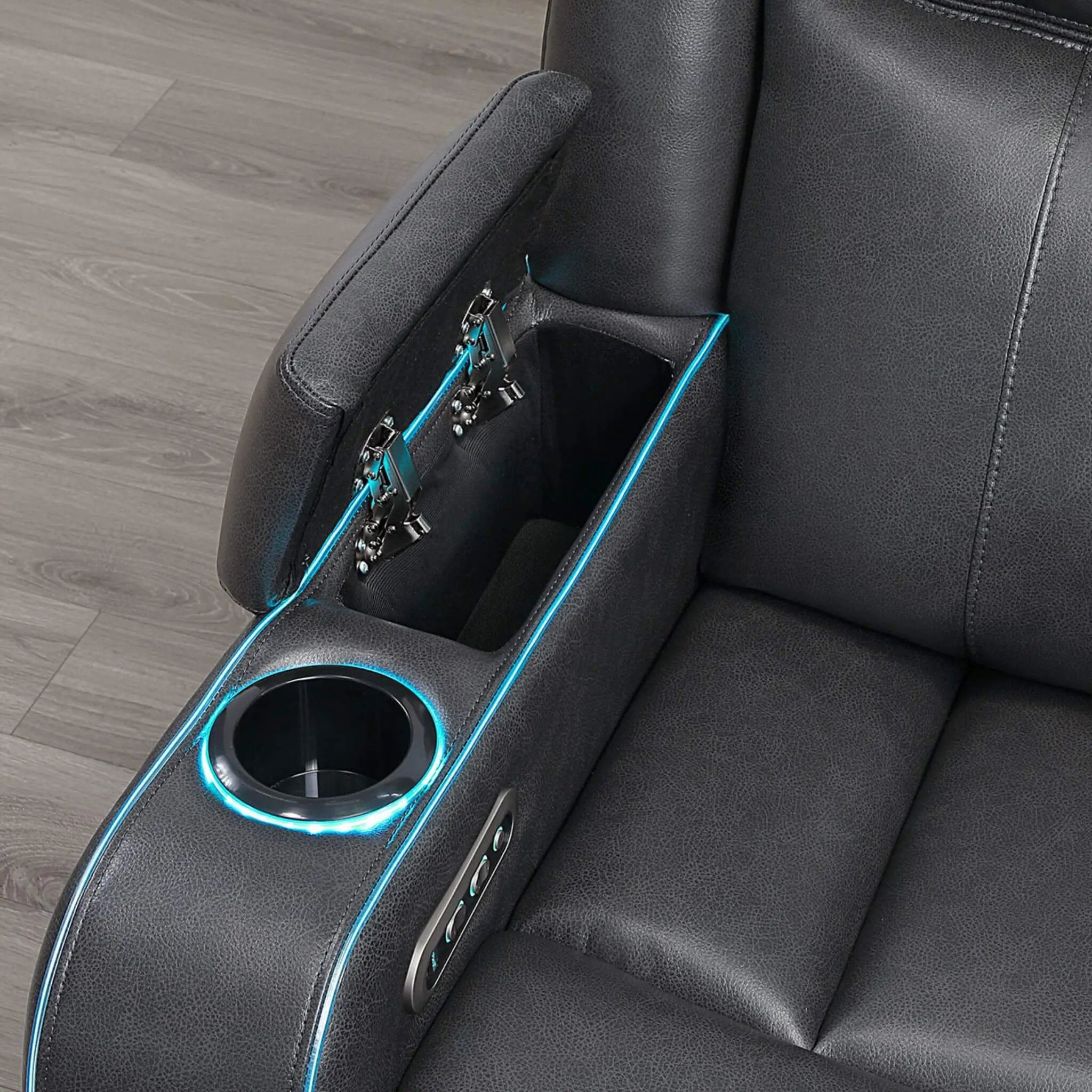 Nuvia Luxury 84-Inch Home Theater Power Reclining Sofa With LED Lights And Power Headrest (SAK83195) by SAKSBY WHOLESALE
