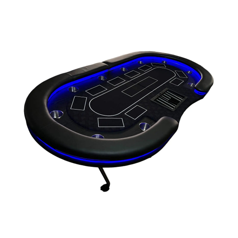 Luxury 94-Inch Foldable 10 Player Poker Table With LED, Wheels And Cup Holders (SAK24897) by SAKSBY WHOLESALE