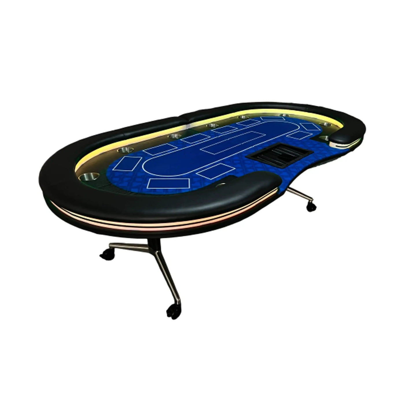 Luxury 94-Inch Foldable 10 Player Poker Table With LED, Wheels And Cup Holders (SAK24897) by SAKSBY WHOLESALE