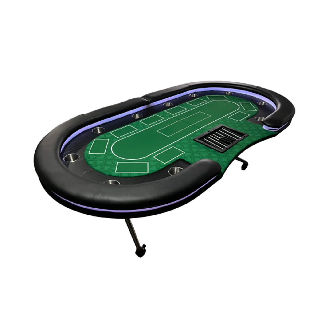 Luxury 94-Inch Foldable 10 Player Poker Table With LED, Wheels And Cup Holders (SAK24897) by SAKSBY WHOLESALE