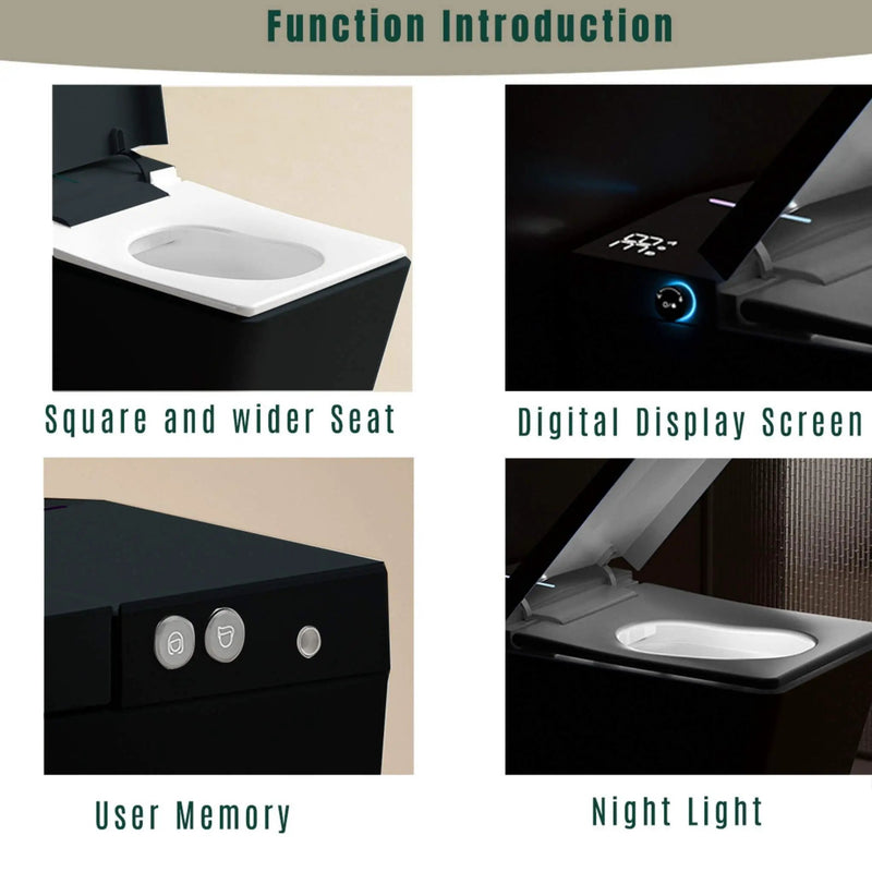 Nuvia Luxury Black Square Smart Toilet With Bidet, Remote, And Heated Seat (SAK45183) by SAKSBY WHOLESALE