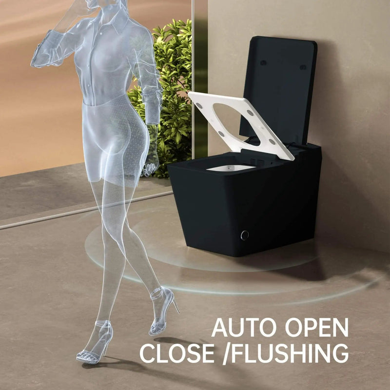 Nuvia Luxury Black Square Smart Toilet With Bidet, Remote, And Heated Seat (SAK45183) by SAKSBY WHOLESALE